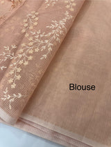 Moonga checks saree with embroidery MSH219 Peach