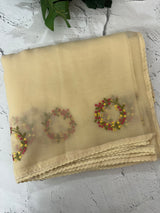 Crush chiffon saree with embroidery MCH345 Beige