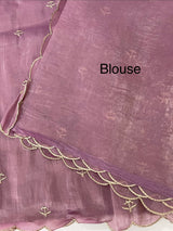 Soft crush Organza saree with embroidery and applique work MS14764
