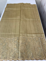 Blended tussar saree with organza applique applique borders MTSS452 Chiku