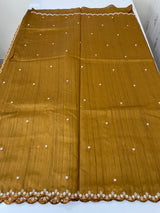 Cutwork Semi tussar saree MTSS674 SpicyMustard
