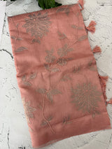Tissue chanderi saree with applique work MSH699 - Peach