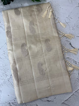 Blended tussar saree with zari embriodery - MS8665 Pearl Cream