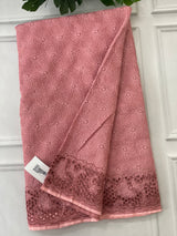 Phulkari NetKota Embroidery saree with single cutwork border - SDFNYMY NudePeach