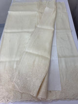 Tissue mix soft Organza saree with applique work MSCK38 Offwhite