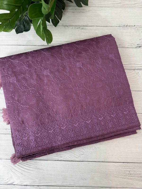 Blended tussar saree with thread work MTS9078 - Mauve