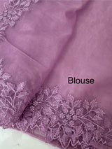 Soft Organza saree with embroidery borders - MSH5777 Lavender