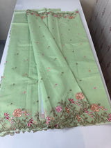 Mul chanderi saree with embriodery borders MSH113