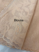 Khadi Linen saree with net applique borders MSH247 PastelPeach (2)
