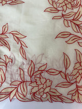 Mul chanderi applique work saree  MSH137 - Cream & Red