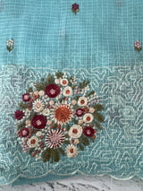 Silky kota embroidery saree MS5407 - Blue