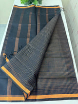 Mangalagiri Silk Cotton Saree with zari checks MS90321 Blue mix Black