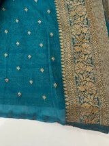 Semi banarasi Khaddi Georgette saree - MS1499 TealBlue