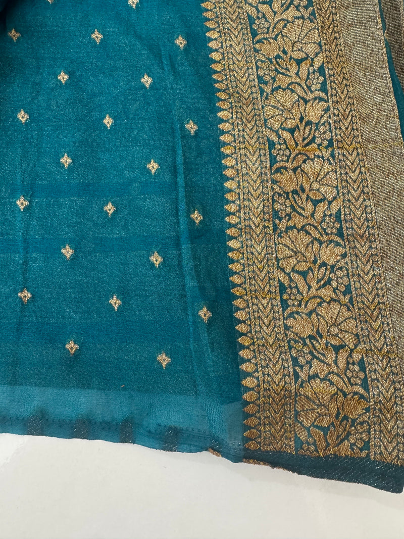 Semi banarasi Khaddi Georgette saree - MS1499 TealBlue