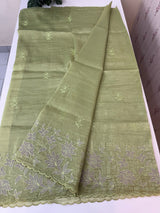 Crush Organza applique work saree MS14589