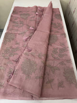 Tissue chanderi saree with applique work MSH699 - DustyOnion