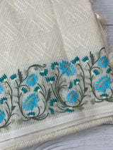 Phulkari NetKota Embroidery saree - OffWhite MNK8765