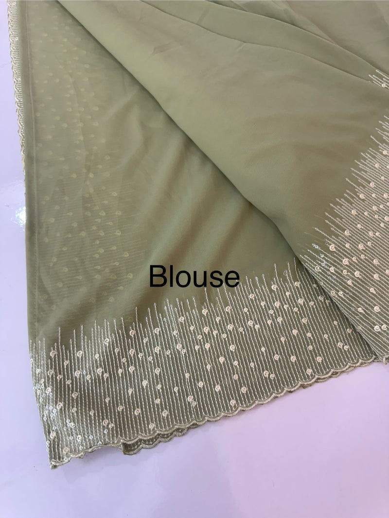 Designer georgette sarees with blouse MGS5321- DuskyGreen