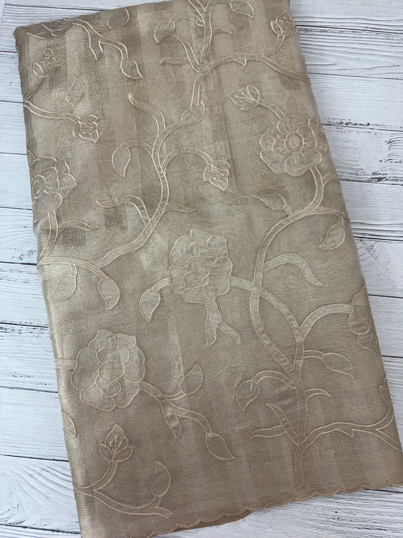 Tissue Silk applique work saree MSH133 Design 3- CloudGrey