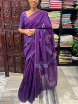 Supernet saree with crochet work and lace border MCJ5433 - Purple