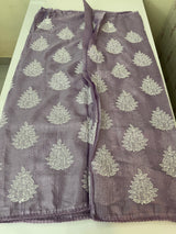 Soft kota checks saree with embroidery - SVTS23 Lavender