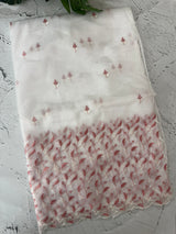 Glass tissue organza saree with embroidery MSF132 White to DustyPeach