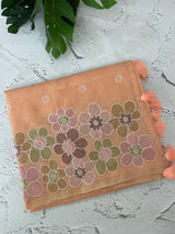 Soft Kota tissue silk saree with embriodery work MS49887 Peach