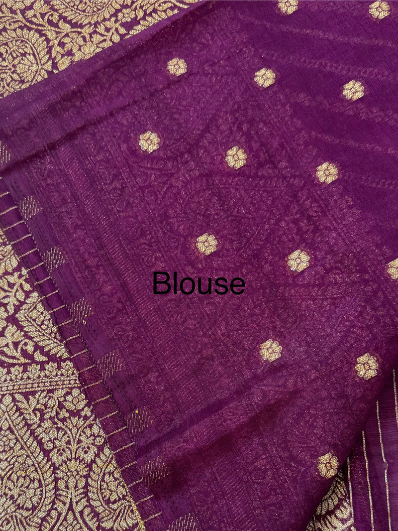 Semi banarasi Khaddi Georgette saree - MS1499 Wine