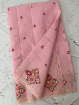 Premium Soft kota silk saree with embroidery MSS678- Pink