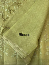 Kota Tissue Silk applique work saree MS49811 - PastelOlive