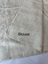 Blended tussar saree with embriodery - MS8665 (1)Pearl Cream