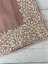 Crush Organza embroidery saree MS9739- Dusky NudePink