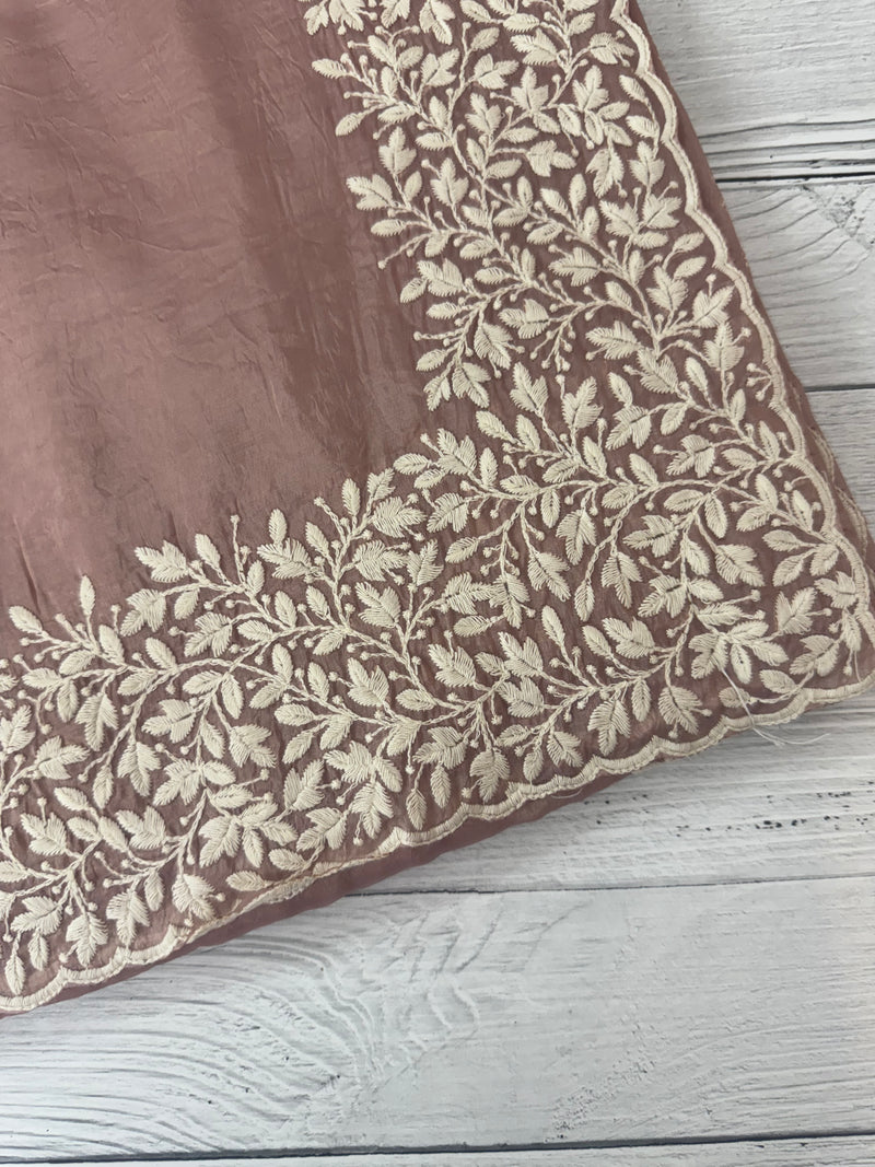 Crush Organza embroidery saree MS9739- Dusky NudePink