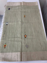 Soft Tissue linen Silk embriodery saree MS49876