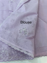 Mul chanderi saree with applique borders MSH112- Lavender