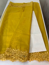 Soft Organza saree with embroidery borders - MSH5777 Mustard