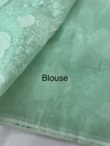 Semi organza saree with applqiue work - MSH256 AquaBlue