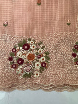 Silky kota embroidery saree MS5407 - Peach