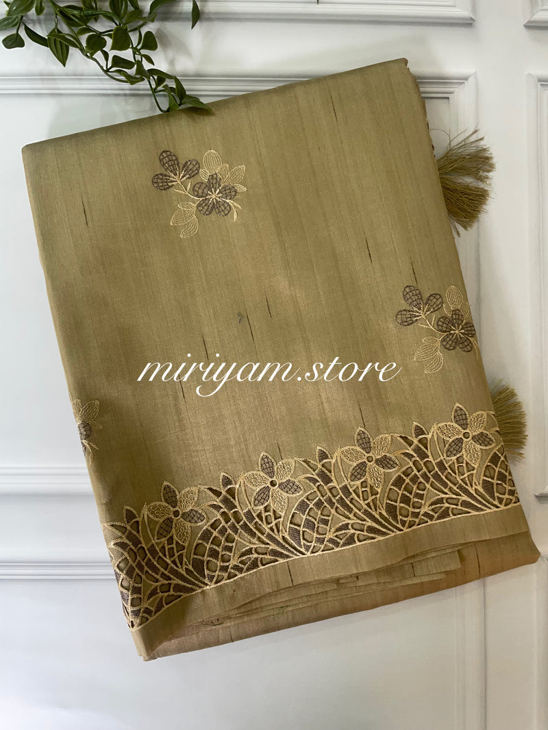 Matka cutwork Tussar silk saree  MTS6580