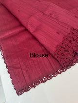 Cutwork Semi tussar saree MTSS845 - Burgundy