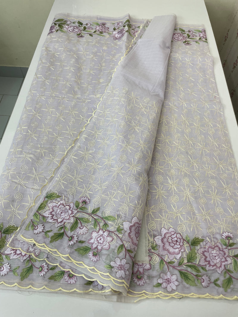 Phulkari NetKota embroidery saree - MSH126 Lavender