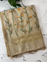 Kanta Handstitched Blended tussar silk saree MS15844