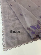 Viscose Organza saree with applique work-MSH103 Mauve
