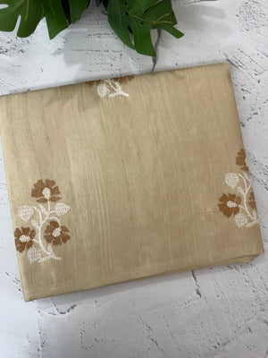 Crepe semi tussar silk saree with cross stitch embroidery-MSCS634