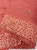 Kota checks embriodery saree MS7689 Peach