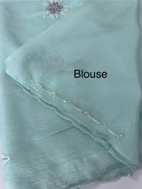 Soft crush Organza saree with applique work MBS679