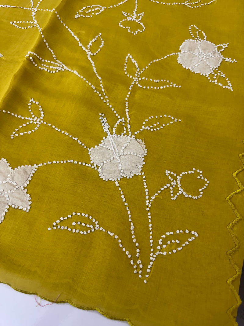 Malai chanderi knot and kanta embriodery saree  MS5556