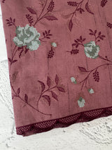 Crushed Blended Tussar silk saree with embroidery MS4899 - DuskyWine