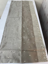Tussar finish soft silk saree with white thread embroidery MTS567 PastelTaupe