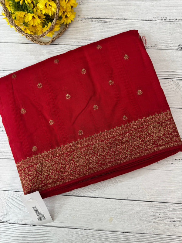 Banarasi Tussar Georgette Saree with brocade blouse - MS44376 Red